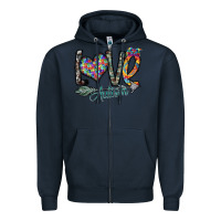 Navy love autism Zipper Hoodie - SublimationCraftShop