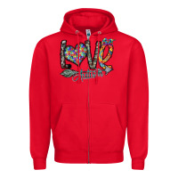 Red love autism Zipper Hoodie - SublimationCraftShop