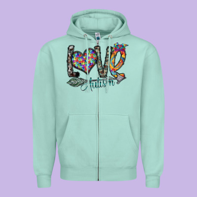 Love Autism Zipper Hoodie Designed By Sublimationcraftshop