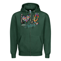 Sports Green love autism Zipper Hoodie - SublimationCraftShop