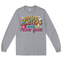 Heather Grey coffee scrubs and rubber gloves Long Sleeve Tee - texasbilliewilder