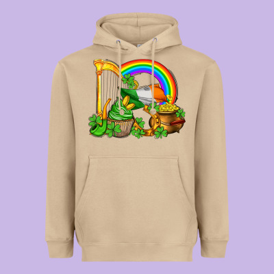 St Patricks Day  Rainbow Shamrocks Heavyweight Hoodie Designed By Adodesignshop