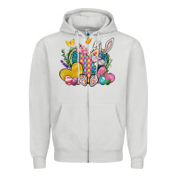 Dove Grey Easter Heart Easter Day Zipper Hoodie - Neo Western