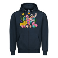 Navy Easter Heart Easter Day Zipper Hoodie - Neo Western