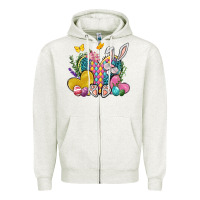 Oatmeal Heather Easter Heart Easter Day Zipper Hoodie - Neo Western