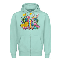 Seafoam Easter Heart Easter Day Zipper Hoodie - Neo Western