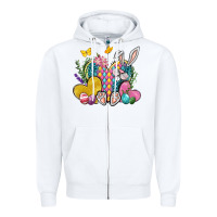 White Easter Heart Easter Day Zipper Hoodie - Neo Western