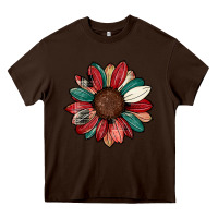 Chocolate Brown Christmas sunflower Heavy Core Tee - CowhideDigitalArt