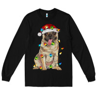 Black pug with christmas lights Long Sleeve Tee - RanaPortraitStore