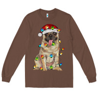 Chestnut pug with christmas lights Long Sleeve Tee - RanaPortraitStore