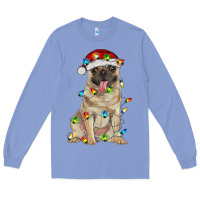 Colony Blue pug with christmas lights Long Sleeve Tee - RanaPortraitStore