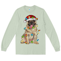 Matcha pug with christmas lights Long Sleeve Tee - RanaPortraitStore
