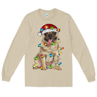 Mushroom pug with christmas lights Long Sleeve Tee - RanaPortraitStore