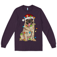 Plum pug with christmas lights Long Sleeve Tee - RanaPortraitStore