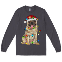 Smoke pug with christmas lights Long Sleeve Tee - RanaPortraitStore