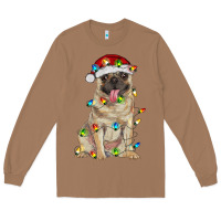Toasted Coconut pug with christmas lights Long Sleeve Tee - RanaPortraitStore