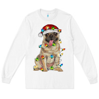 White pug with christmas lights Long Sleeve Tee - RanaPortraitStore