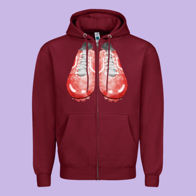 Red Cleats Fa Element 3 Zipper Hoodie Designed By Fadigitalartstudio