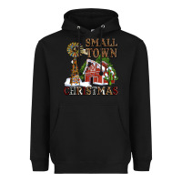 Black small town christmas with barn and cactus Heavyweight Hoodie - AdoDesignShop