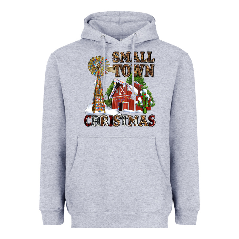 Small Town Christmas With Barn And Cactus Heavyweight Hoodie by AdoDesignShop | Teevron