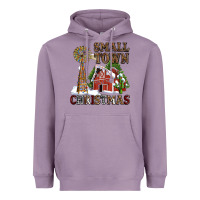 Lavender small town christmas with barn and cactus Heavyweight Hoodie - AdoDesignShop
