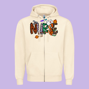 Nurse Halloween Zipper Hoodie Designed By Cowhidedigitalart