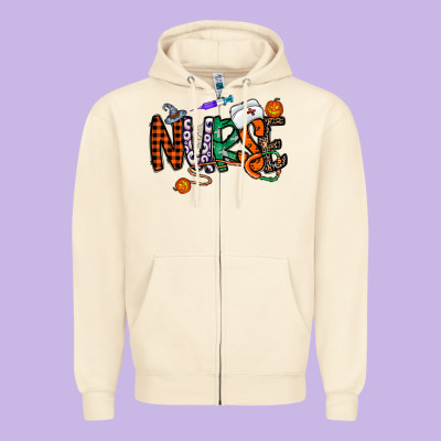 Nurse Halloween Zipper Hoodie Designed By Cowhidedigitalart