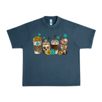 Midnight Navy coffee cups bull skull with gemstones Urban Heavy Tee - texasbilliewilder