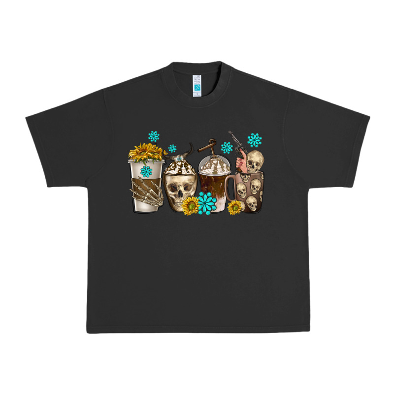 Coffee Cups Bull Skull With Gemstones Urban Heavy Tee by texasbilliewilder | Teevron