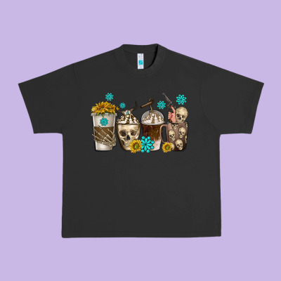 Urban Heavy Tee coffee cups bull skull with gemstones