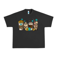 Pigment Black coffee cups bull skull with gemstones Urban Heavy Tee - texasbilliewilder