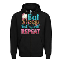 Black eat sleep volleyball repeat Zipper Hoodie - HRA Design Shop