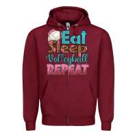 Burgundy eat sleep volleyball repeat Zipper Hoodie - HRA Design Shop