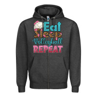 Charcoal Heather eat sleep volleyball repeat Zipper Hoodie - HRA Design Shop