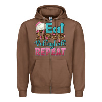 Chestnut eat sleep volleyball repeat Zipper Hoodie - HRA Design Shop