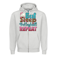 Dove Grey eat sleep volleyball repeat Zipper Hoodie - HRA Design Shop