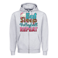 Heather Grey eat sleep volleyball repeat Zipper Hoodie - HRA Design Shop