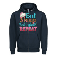 Navy eat sleep volleyball repeat Zipper Hoodie - HRA Design Shop