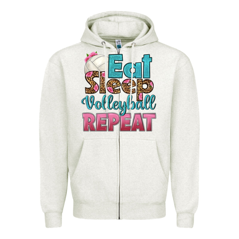Eat Sleep Volleyball Repeat Zipper Hoodie by HRA Design Shop | Teevron