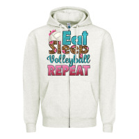 Oatmeal Heather eat sleep volleyball repeat Zipper Hoodie - HRA Design Shop