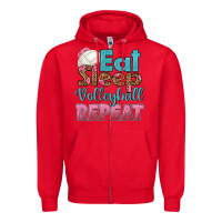 Red eat sleep volleyball repeat Zipper Hoodie - HRA Design Shop