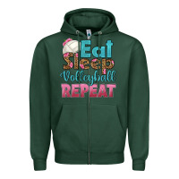 Sports Green eat sleep volleyball repeat Zipper Hoodie - HRA Design Shop