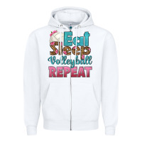 White eat sleep volleyball repeat Zipper Hoodie - HRA Design Shop