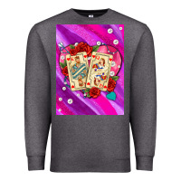 Charcoal Heather playing cards with pearls and glitter air Premium Sweatshirt - AdoDesignShop