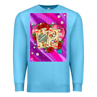 Ocean Blue playing cards with pearls and glitter air Premium Sweatshirt - AdoDesignShop