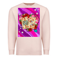 Pale Pink playing cards with pearls and glitter air Premium Sweatshirt - AdoDesignShop