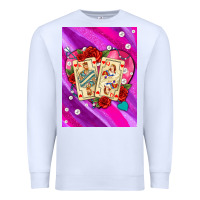 White playing cards with pearls and glitter air Premium Sweatshirt - AdoDesignShop