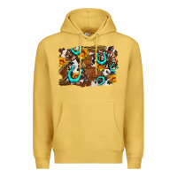 Antique Gold western cowhide horseshoe sunflower background Premium Hoodie - AdoDesignShop