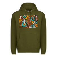 Army Green western cowhide horseshoe sunflower background Premium Hoodie - AdoDesignShop