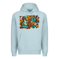 Blue Mist western cowhide horseshoe sunflower background Premium Hoodie - AdoDesignShop